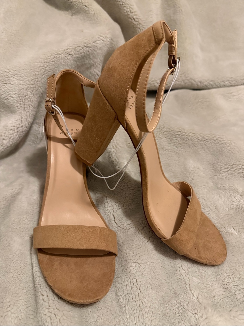 a new day Tan Suede Block Heel Sandals